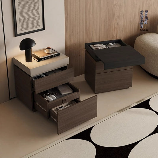 Solid Wood Bedside Table with Hidden Compartment – Modern Design